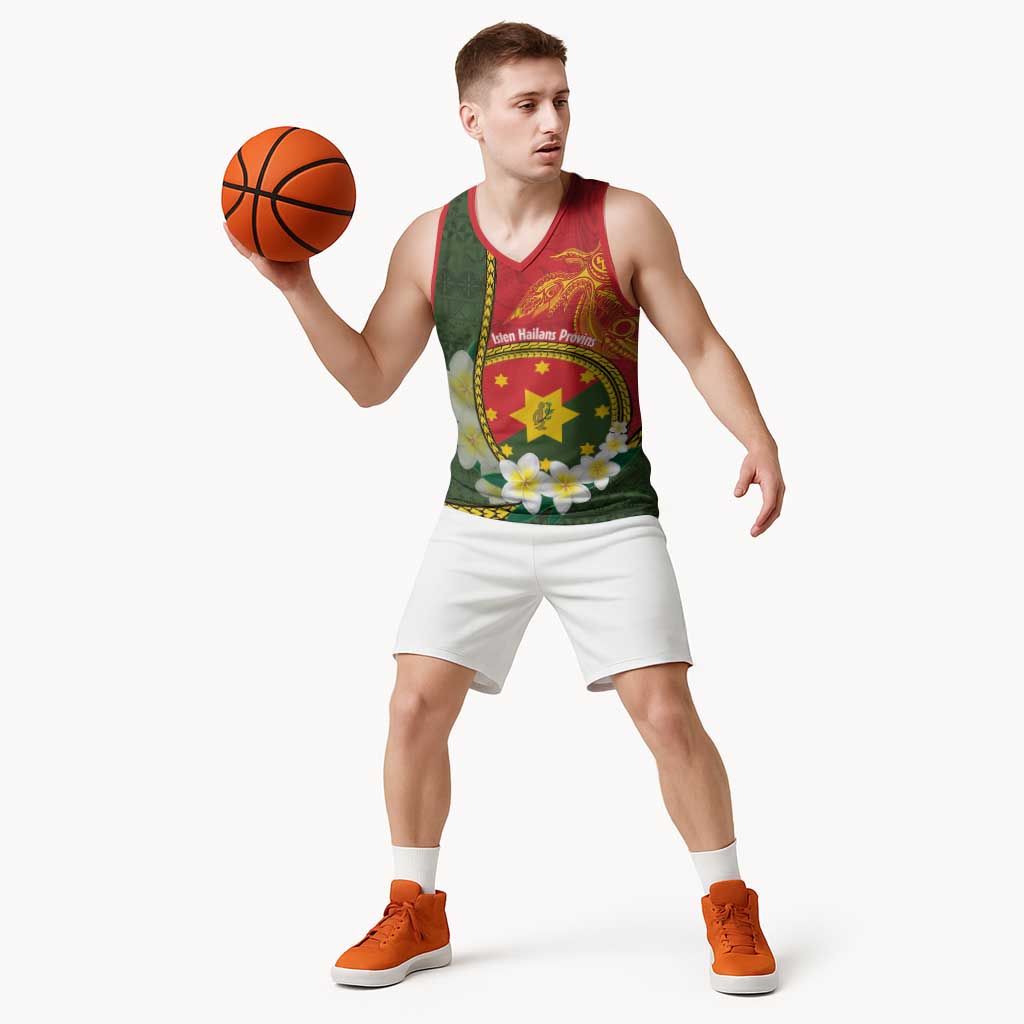 Personalised PNG Isten Hailans Provins Basketball Jersey Papua New Guinea Plumeria Melanesian Pattern - Polynesian Pride
