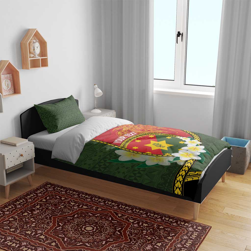 Personalised PNG Isten Hailans Provins Bedding Set Papua New Guinea Plumeria Melanesian Pattern - Polynesian Pride