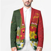 Personalised PNG Isten Hailans Provins Blazer Papua New Guinea Plumeria Melanesian Pattern - Polynesian Pride