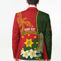 Personalised PNG Isten Hailans Provins Blazer Papua New Guinea Plumeria Melanesian Pattern - Polynesian Pride
