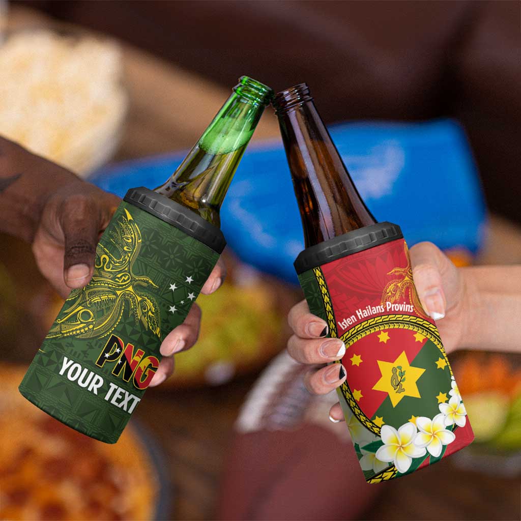 Personalised PNG Isten Hailans Provins 4 in 1 Can Cooler Tumbler Papua New Guinea Plumeria Melanesian Pattern LT14 - Polynesian Pride