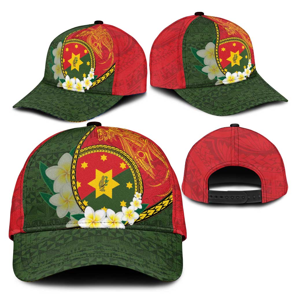 PNG Isten Hailans Provins Classic Cap Papua New Guinea Plumeria Melanesian Pattern - Polynesian Pride