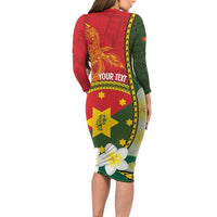 Personalised PNG Isten Hailans Provins Family Matching Long Sleeve Bodycon Dress and Hawaiian Shirt Papua New Guinea Plumeria Melanesian Pattern LT14 - Polynesian Pride