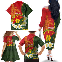 Personalised PNG Isten Hailans Provins Family Matching Off The Shoulder Long Sleeve Dress and Hawaiian Shirt Papua New Guinea Plumeria Melanesian Pattern LT14 - Polynesian Pride