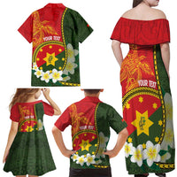 Personalised PNG Isten Hailans Provins Family Matching Off Shoulder Maxi Dress and Hawaiian Shirt Papua New Guinea Plumeria Melanesian Pattern LT14 - Polynesian Pride