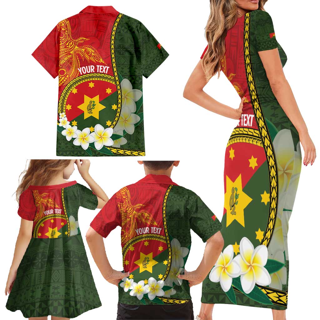 Personalised PNG Isten Hailans Provins Family Matching Short Sleeve Bodycon Dress and Hawaiian Shirt Papua New Guinea Plumeria Melanesian Pattern LT14 - Polynesian Pride