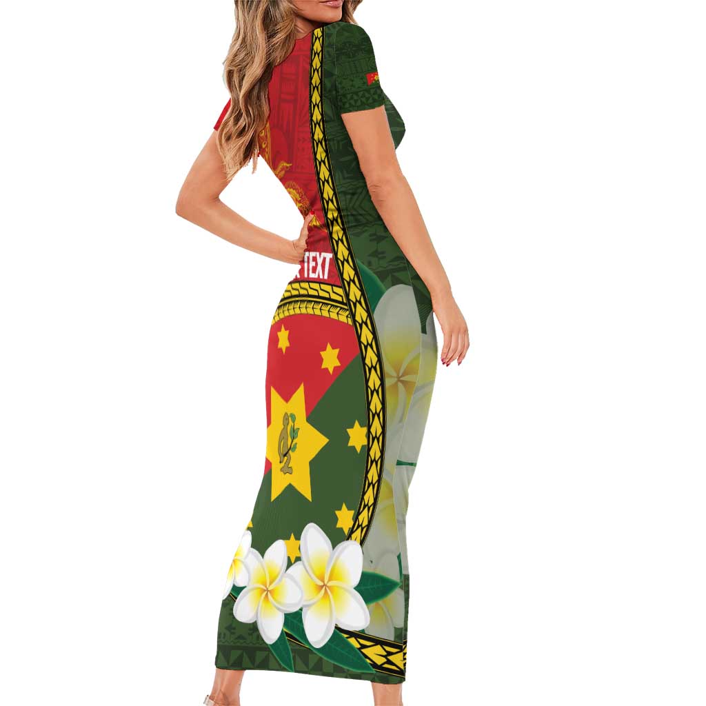 Personalised PNG Isten Hailans Provins Family Matching Short Sleeve Bodycon Dress and Hawaiian Shirt Papua New Guinea Plumeria Melanesian Pattern LT14 - Polynesian Pride