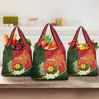 Personalised PNG Isten Hailans Provins Grocery Bag Papua New Guinea Plumeria Melanesian Pattern - Polynesian Pride