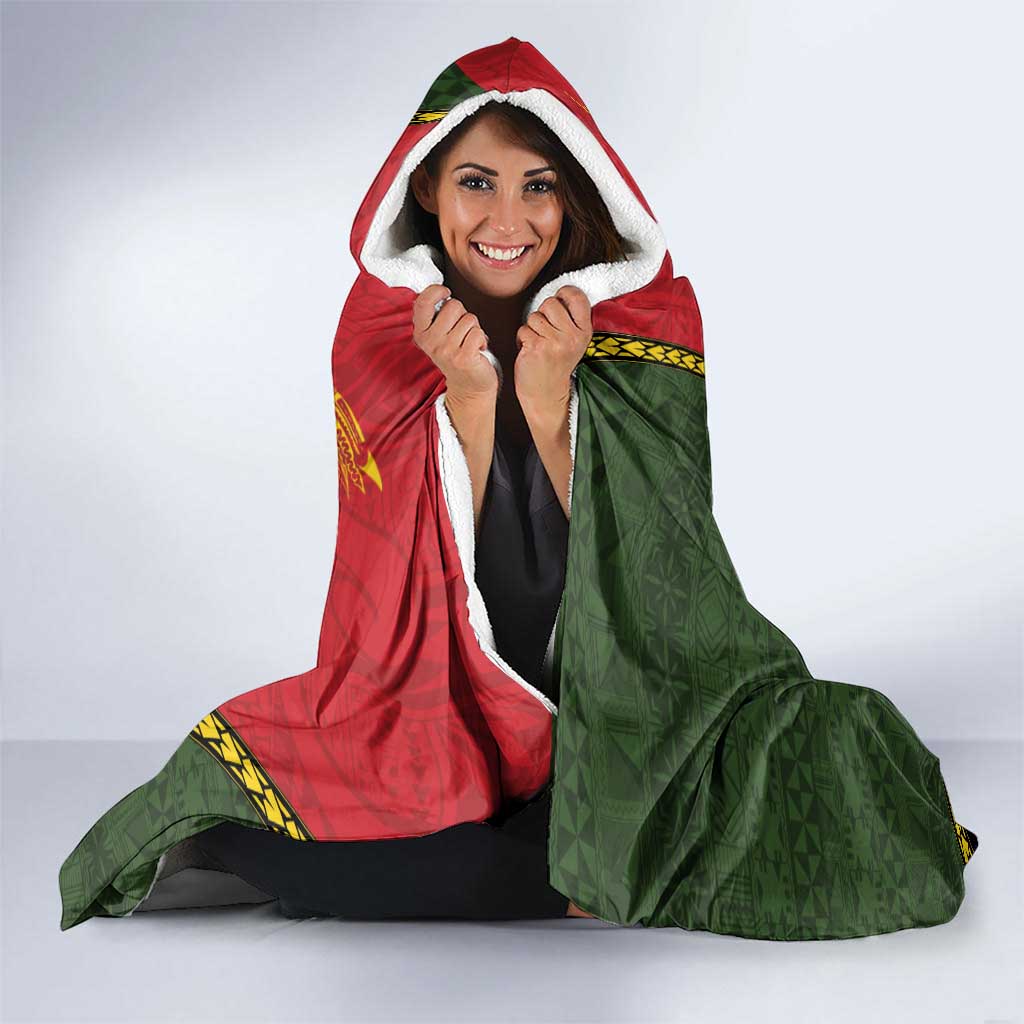 Personalised PNG Isten Hailans Provins Hooded Blanket Papua New Guinea Plumeria Melanesian Pattern - Polynesian Pride