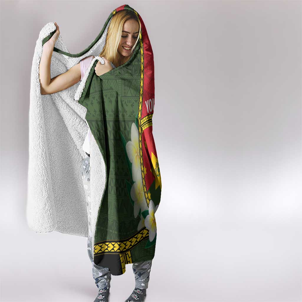 Personalised PNG Isten Hailans Provins Hooded Blanket Papua New Guinea Plumeria Melanesian Pattern - Polynesian Pride