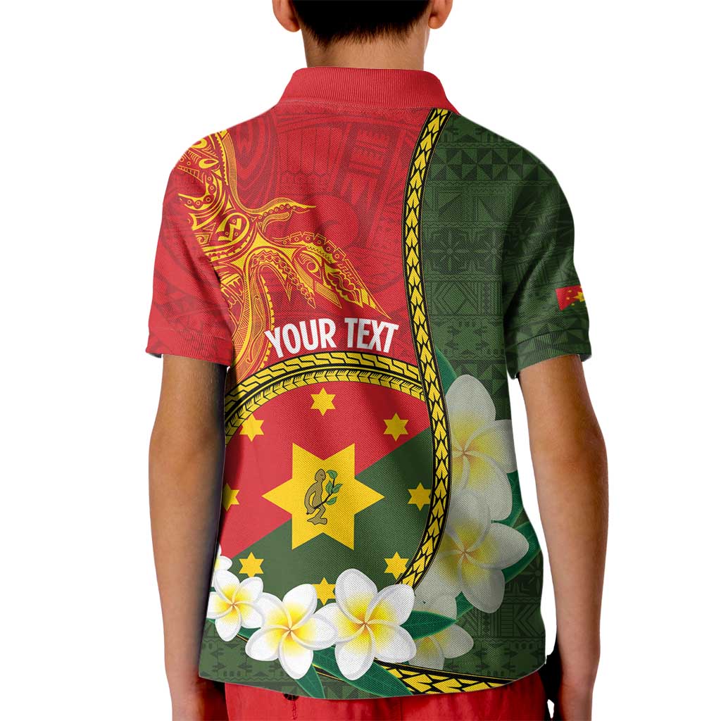 Personalised PNG Isten Hailans Provins Kid Polo Shirt Papua New Guinea Plumeria Melanesian Pattern LT14 - Polynesian Pride