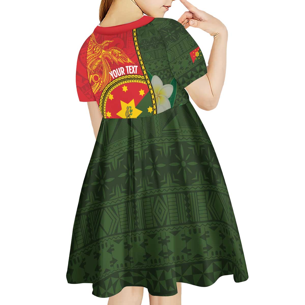 Personalised PNG Isten Hailans Provins Kid Short Sleeve Dress Papua New Guinea Plumeria Melanesian Pattern LT14 - Polynesian Pride