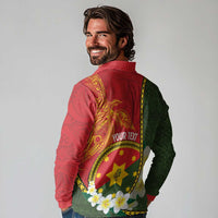 Personalised PNG Isten Hailans Provins Long Sleeve Polo Shirt Papua New Guinea Plumeria Melanesian Pattern LT14 - Polynesian Pride