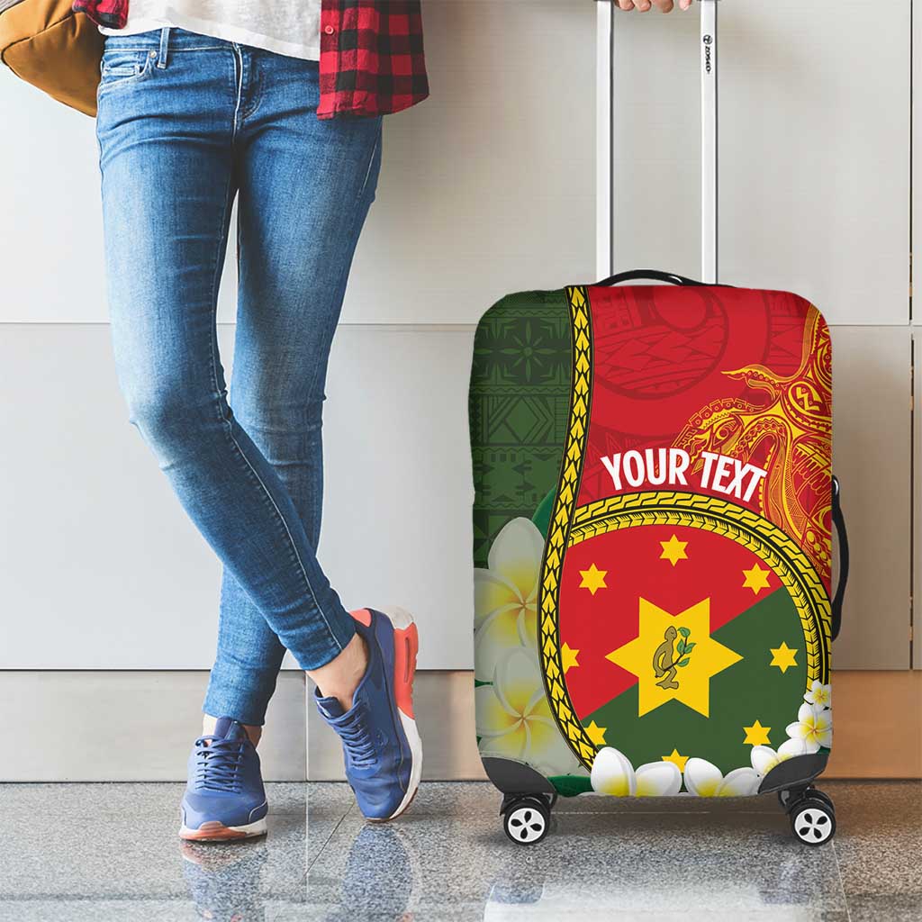 Personalised PNG Isten Hailans Provins Luggage Cover Papua New Guinea Plumeria Melanesian Pattern - Polynesian Pride