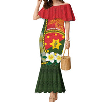 Personalised PNG Isten Hailans Provins Mermaid Dress Papua New Guinea Plumeria Melanesian Pattern LT14 Women Green - Polynesian Pride