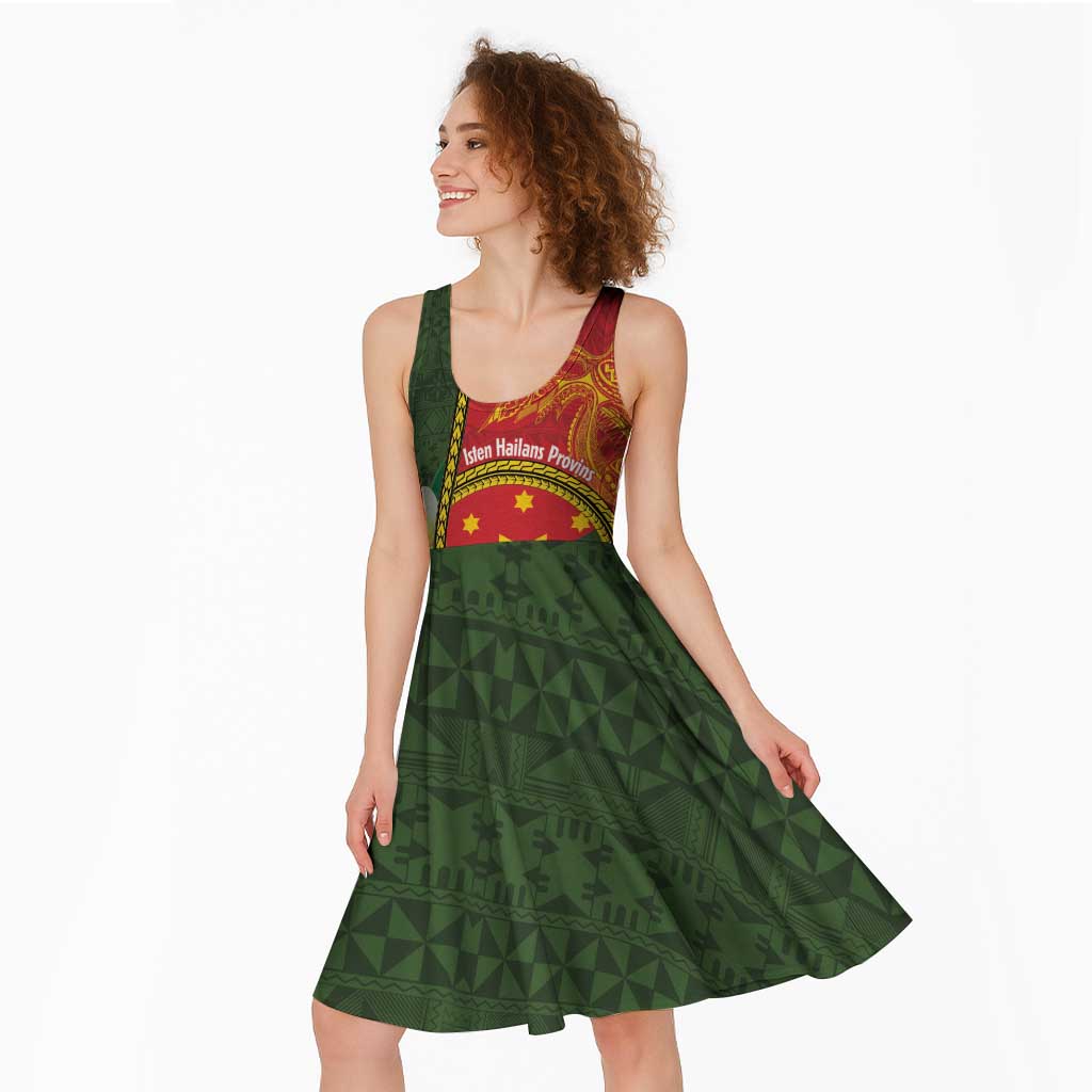 Personalised PNG Isten Hailans Provins Midi Dress Papua New Guinea Plumeria Melanesian Pattern - Polynesian Pride
