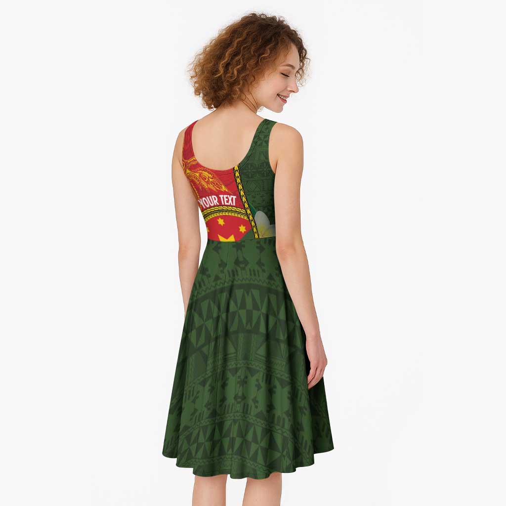 Personalised PNG Isten Hailans Provins Midi Dress Papua New Guinea Plumeria Melanesian Pattern - Polynesian Pride