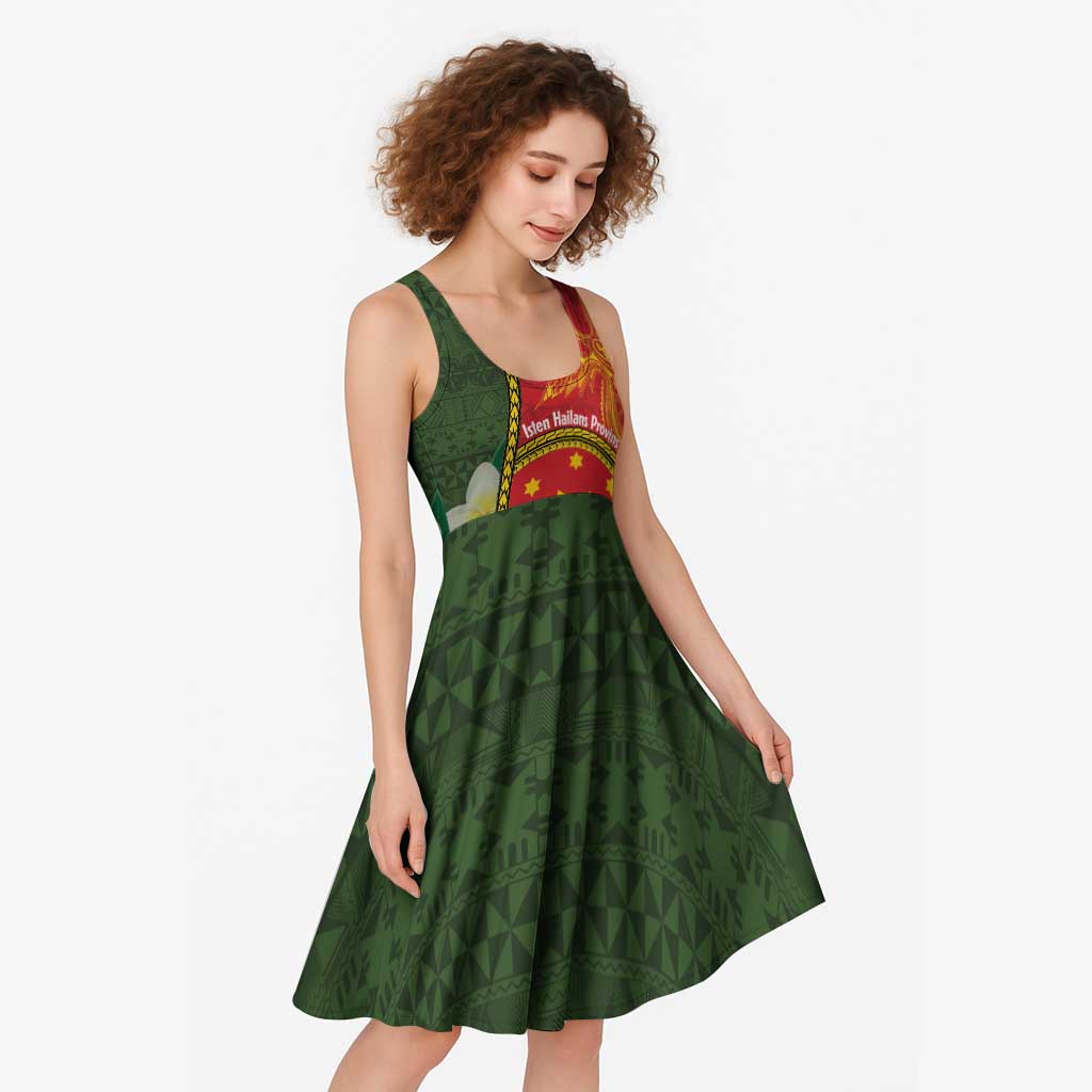 Personalised PNG Isten Hailans Provins Midi Dress Papua New Guinea Plumeria Melanesian Pattern - Polynesian Pride