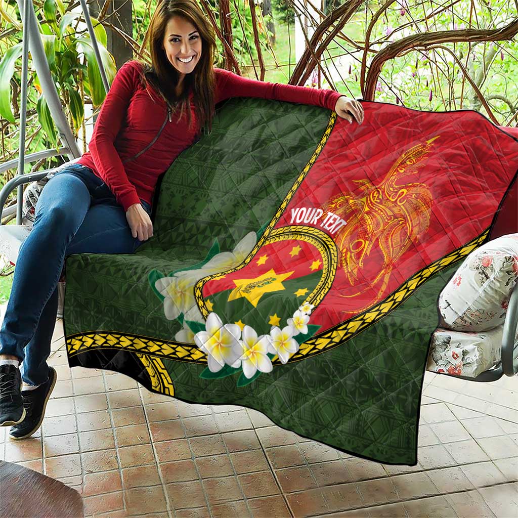 Personalised PNG Isten Hailans Provins Quilt Papua New Guinea Plumeria Melanesian Pattern - Polynesian Pride