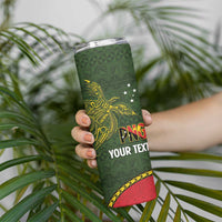 Personalised PNG Isten Hailans Provins Skinny Tumbler Papua New Guinea Plumeria Melanesian Pattern LT14 - Polynesian Pride