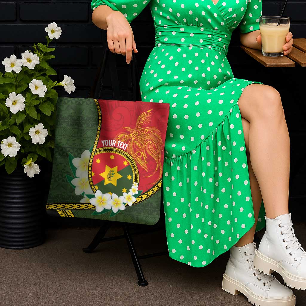 Personalised PNG Isten Hailans Provins Tote Bag Papua New Guinea Plumeria Melanesian Pattern - Polynesian Pride