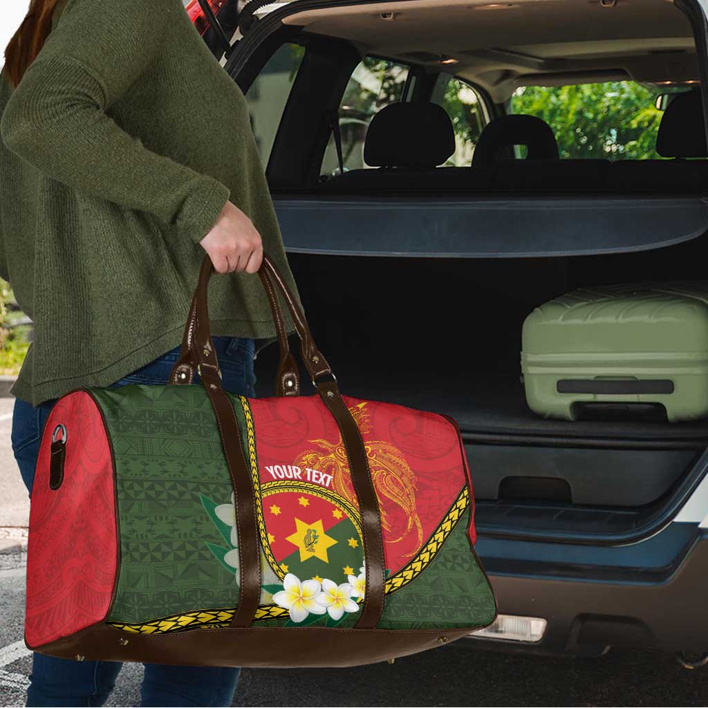 Personalised PNG Isten Hailans Provins Travel Bag Papua New Guinea Plumeria Melanesian Pattern - Polynesian Pride