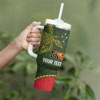 Personalised PNG Isten Hailans Provins Tumbler With Handle Papua New Guinea Plumeria Melanesian Pattern - Polynesian Pride