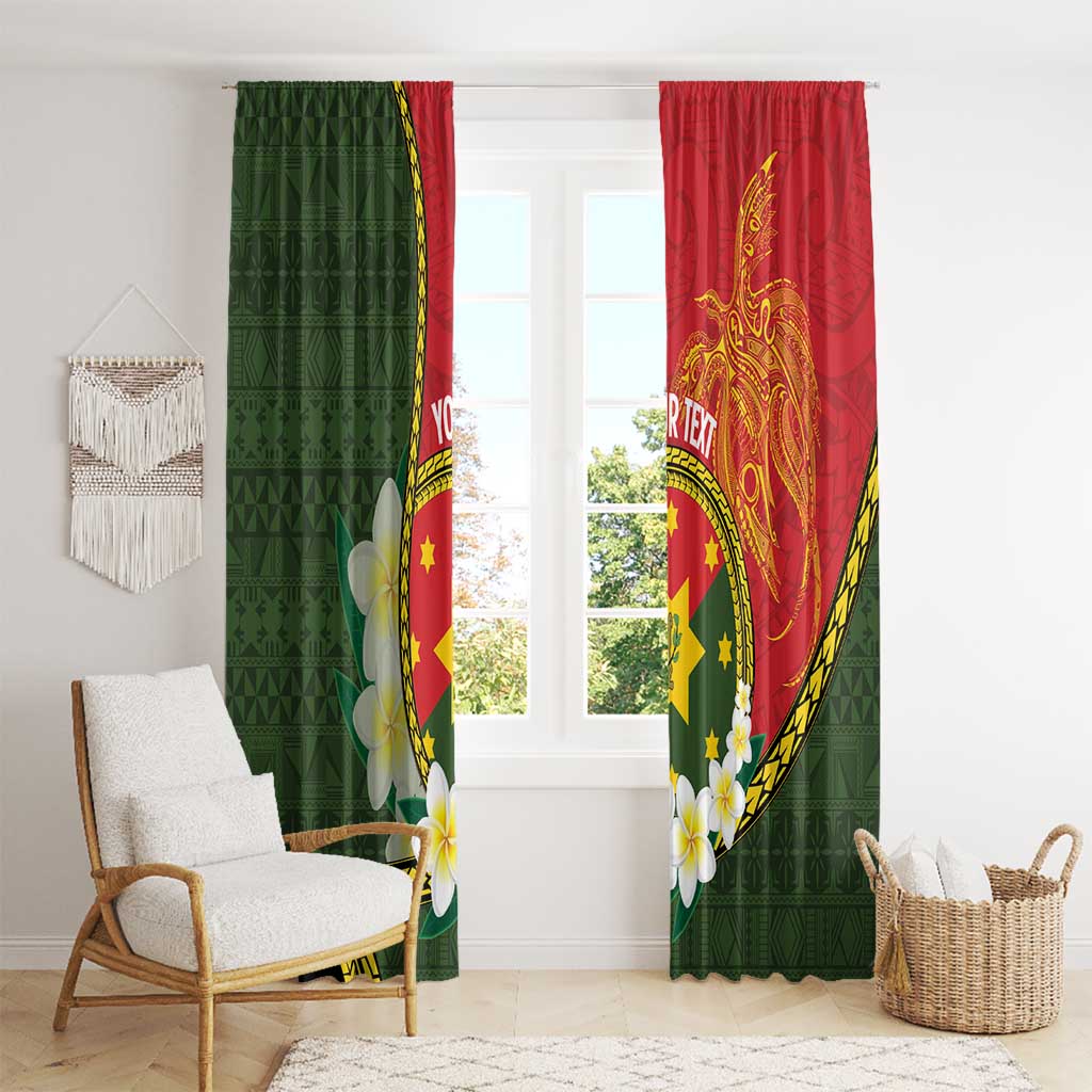 Personalised PNG Isten Hailans Provins Window Curtain Papua New Guinea Plumeria Melanesian Pattern - Polynesian Pride