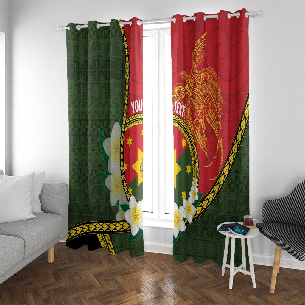Personalised PNG Isten Hailans Provins Window Curtain Papua New Guinea Plumeria Melanesian Pattern - Polynesian Pride