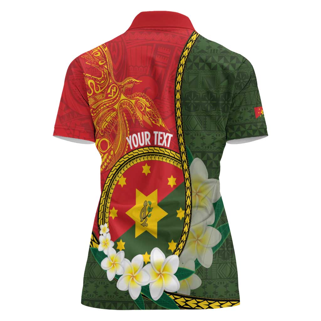 Personalised PNG Isten Hailans Provins Women Polo Shirt Papua New Guinea Plumeria Melanesian Pattern LT14 - Polynesian Pride