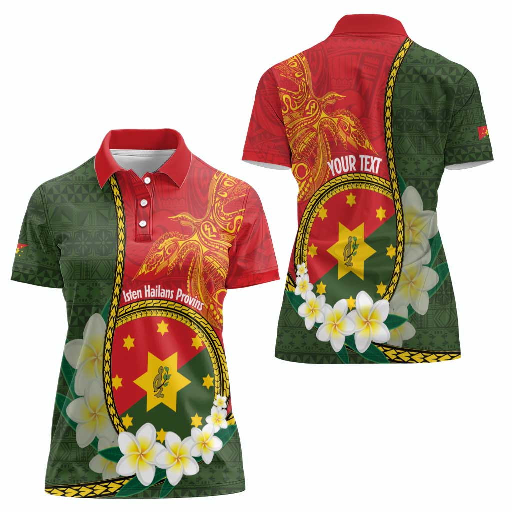 Personalised PNG Isten Hailans Provins Women Polo Shirt Papua New Guinea Plumeria Melanesian Pattern LT14 - Polynesian Pride