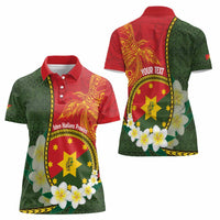 Personalised PNG Isten Hailans Provins Women Polo Shirt Papua New Guinea Plumeria Melanesian Pattern LT14 - Polynesian Pride
