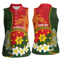 Personalised PNG Isten Hailans Provins Women Sleeveless Polo Shirt Papua New Guinea Plumeria Melanesian Pattern LT14 - Polynesian Pride