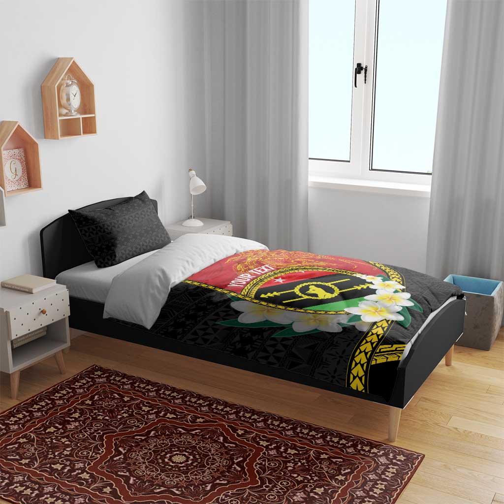 Personalised PNG Sauten Hailans Bedding Set Papua New Guinea Plumeria Melanesian Pattern - Polynesian Pride