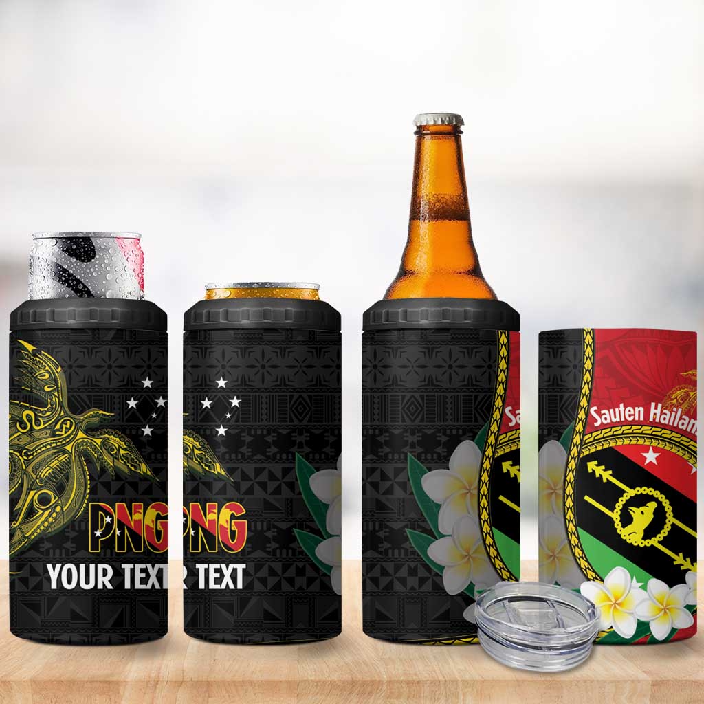 Personalised PNG Sauten Hailans 4 in 1 Can Cooler Tumbler Papua New Guinea Plumeria Melanesian Pattern LT14 - Polynesian Pride