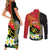 Personalised PNG Sauten Hailans Couples Matching Short Sleeve Bodycon Dress and Long Sleeve Button Shirt Papua New Guinea Plumeria Melanesian Pattern - Polynesian Pride