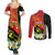 Personalised PNG Sauten Hailans Couples Matching Summer Maxi Dress and Long Sleeve Button Shirt Papua New Guinea Plumeria Melanesian Pattern - Polynesian Pride