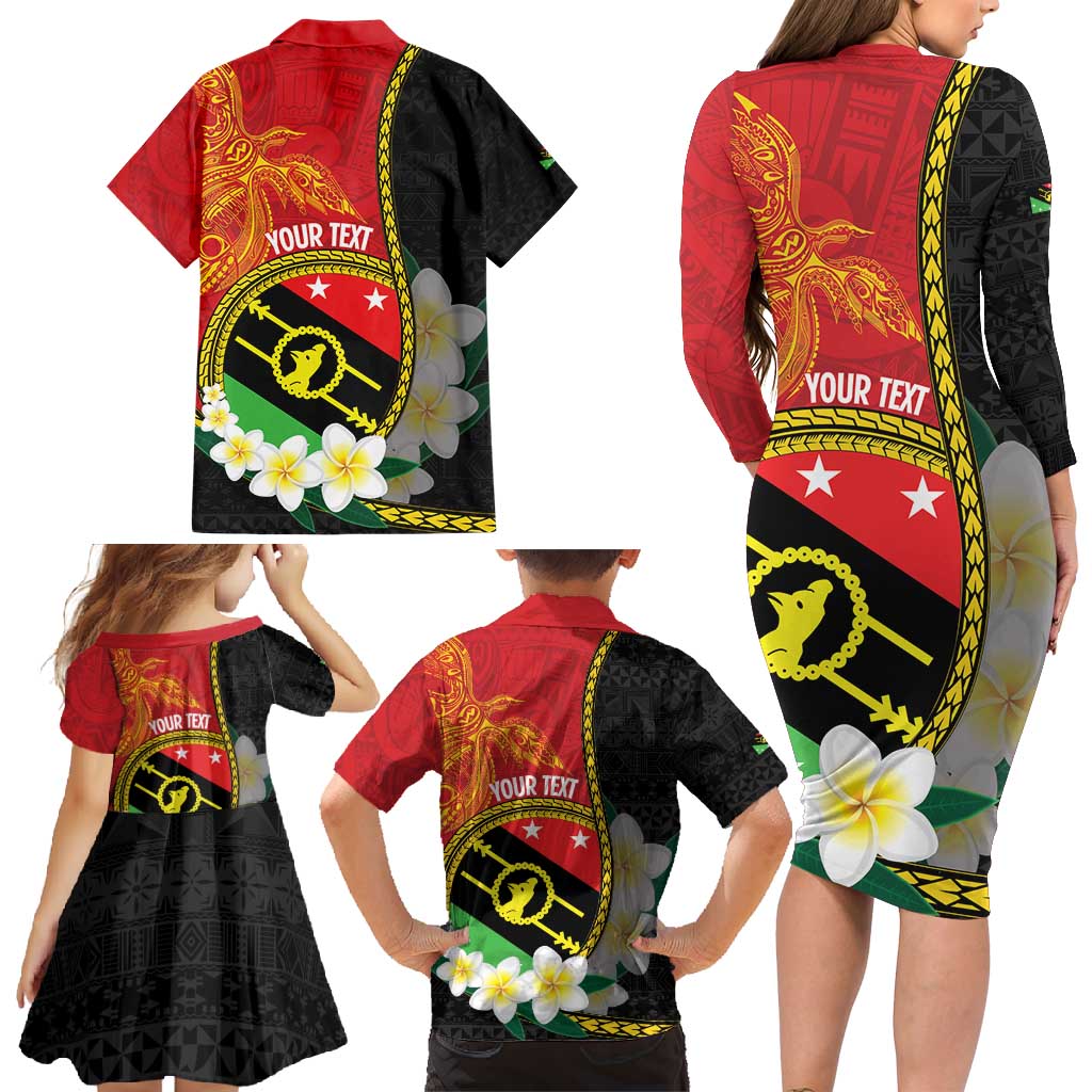 Personalised PNG Sauten Hailans Family Matching Long Sleeve Bodycon Dress and Hawaiian Shirt Papua New Guinea Plumeria Melanesian Pattern LT14 - Polynesian Pride