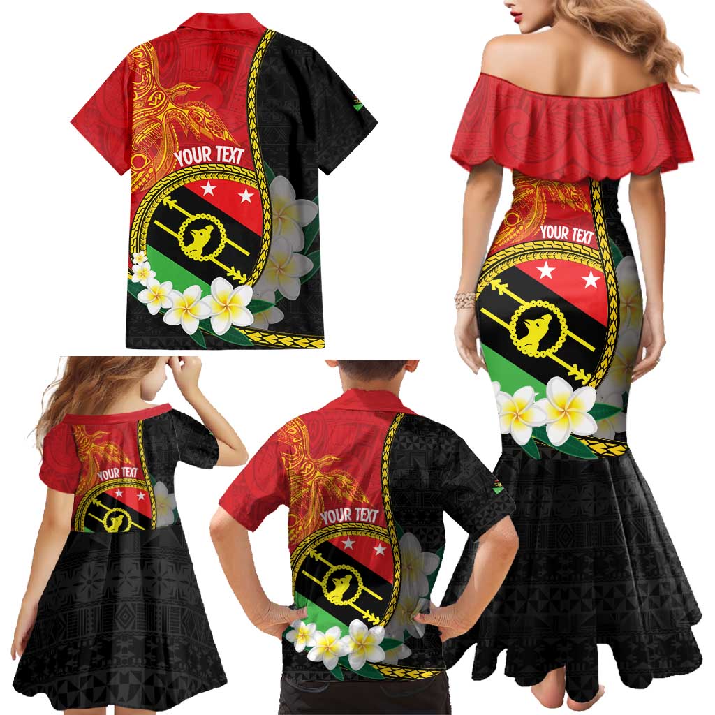 Personalised PNG Sauten Hailans Family Matching Mermaid Dress and Hawaiian Shirt Papua New Guinea Plumeria Melanesian Pattern LT14 - Polynesian Pride