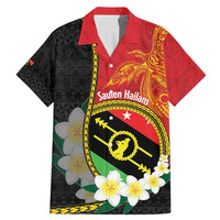 Personalised PNG Sauten Hailans Family Matching Mermaid Dress and Hawaiian Shirt Papua New Guinea Plumeria Melanesian Pattern LT14 Dad's Shirt - Short Sleeve Red - Polynesian Pride