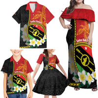 Personalised PNG Sauten Hailans Family Matching Off Shoulder Maxi Dress and Hawaiian Shirt Papua New Guinea Plumeria Melanesian Pattern LT14 - Polynesian Pride