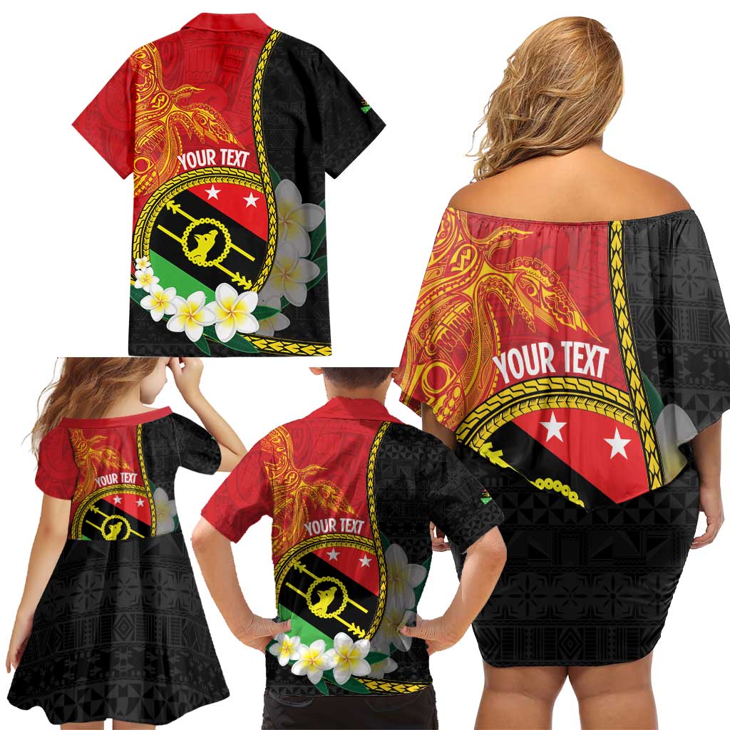 Personalised PNG Sauten Hailans Family Matching Off Shoulder Short Dress and Hawaiian Shirt Papua New Guinea Plumeria Melanesian Pattern LT14 - Polynesian Pride