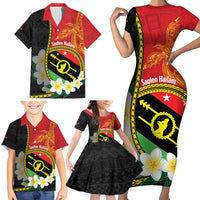 Personalised PNG Sauten Hailans Family Matching Short Sleeve Bodycon Dress and Hawaiian Shirt Papua New Guinea Plumeria Melanesian Pattern LT14 - Polynesian Pride