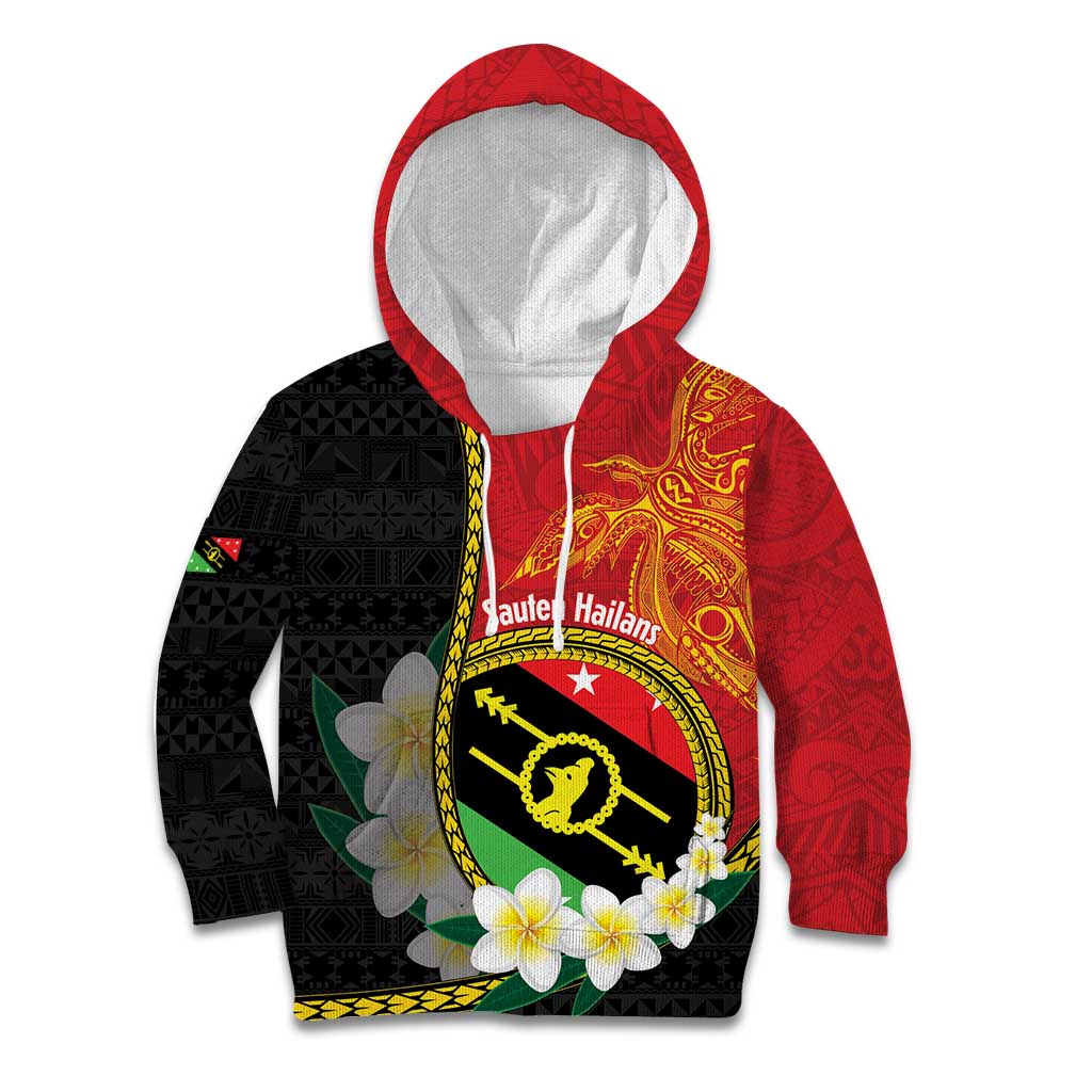 Personalised PNG Sauten Hailans Kid Hoodie Papua New Guinea Plumeria Melanesian Pattern LT14 Hoodie Red - Polynesian Pride