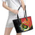Personalised PNG Sauten Hailans Leather Tote Bag Papua New Guinea Plumeria Melanesian Pattern - Polynesian Pride