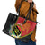 Personalised PNG Sauten Hailans Leather Tote Bag Papua New Guinea Plumeria Melanesian Pattern - Polynesian Pride