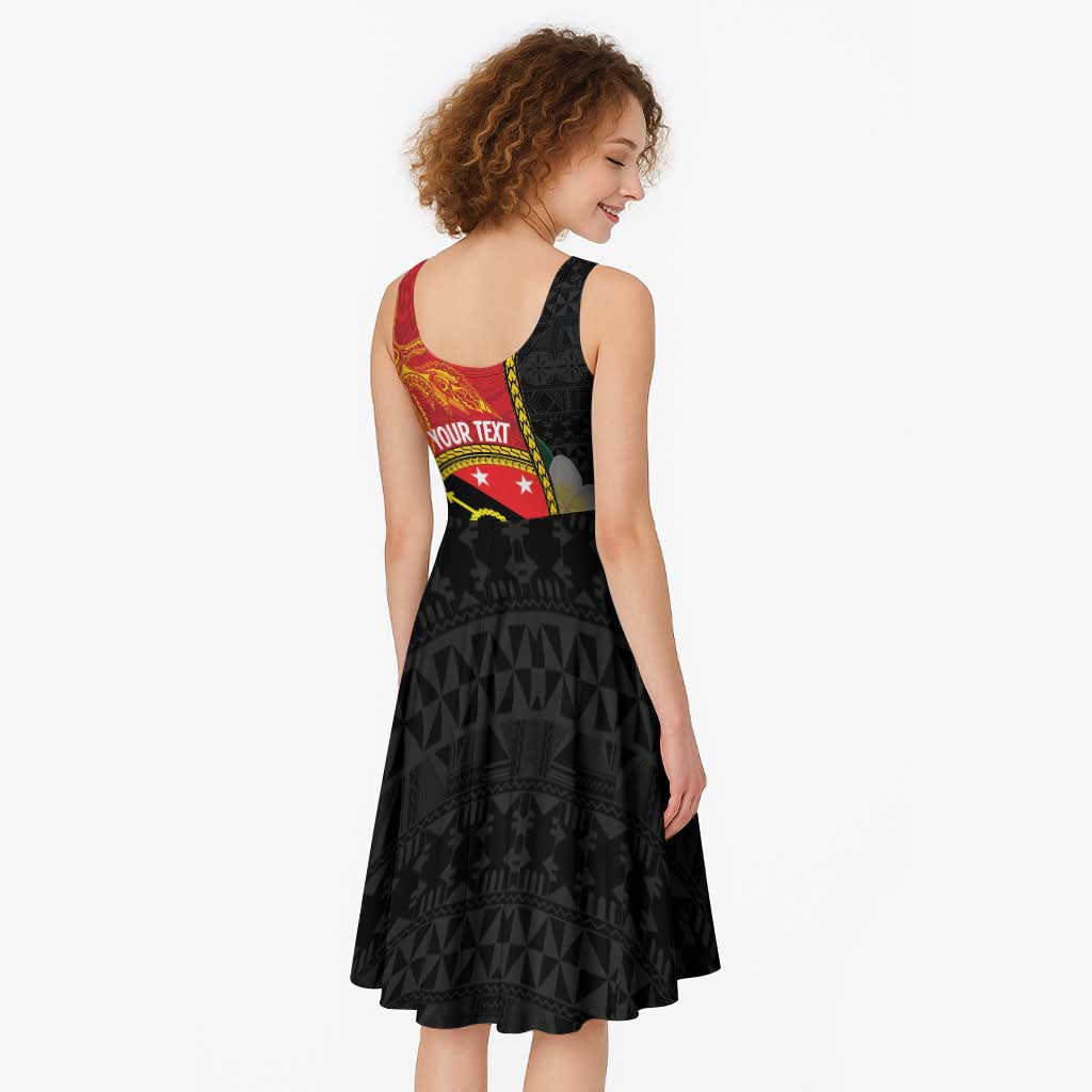 Personalised PNG Sauten Hailans Midi Dress Papua New Guinea Plumeria Melanesian Pattern - Polynesian Pride