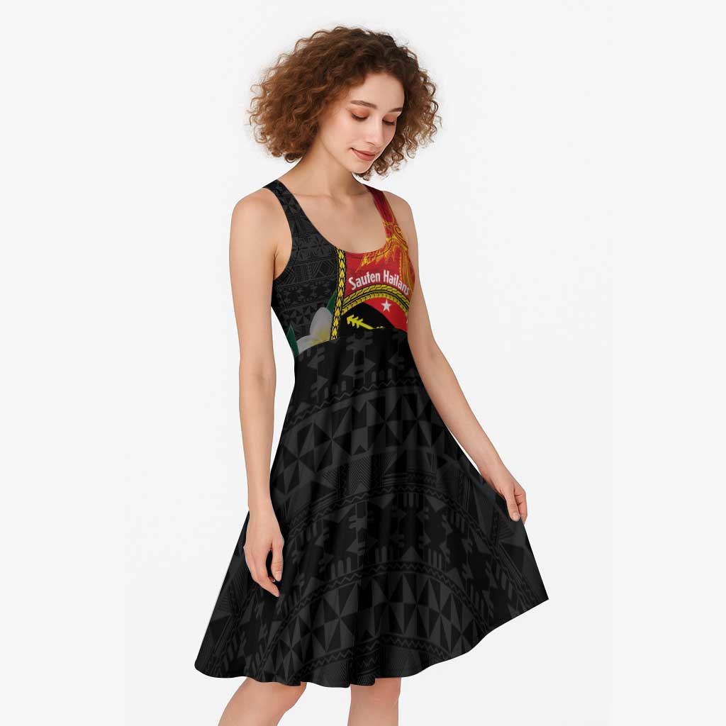 Personalised PNG Sauten Hailans Midi Dress Papua New Guinea Plumeria Melanesian Pattern - Polynesian Pride