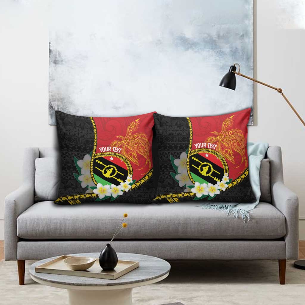 Personalised PNG Sauten Hailans Pillow Cover Papua New Guinea Plumeria Melanesian Pattern - Polynesian Pride