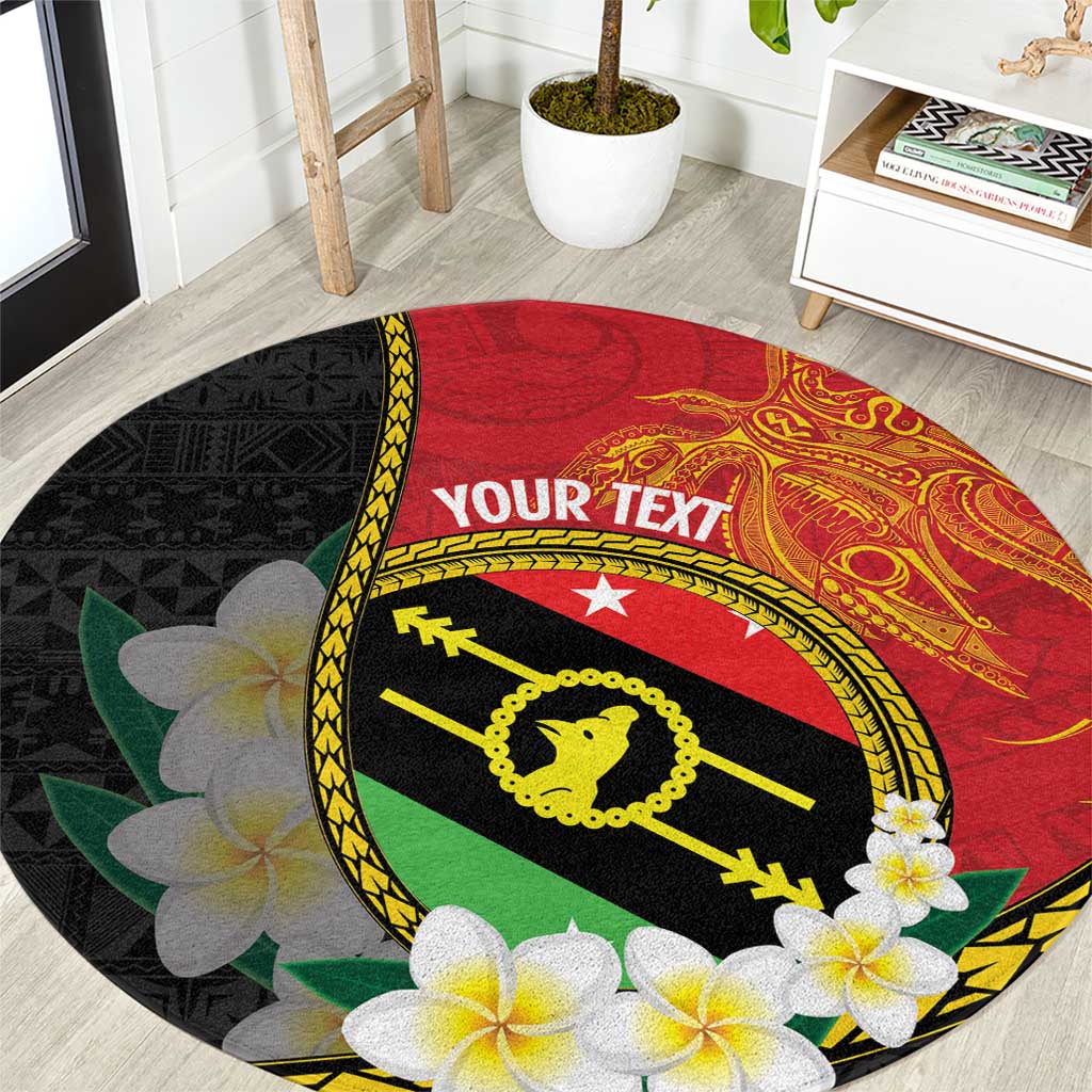 Personalised PNG Sauten Hailans Round Carpet Papua New Guinea Plumeria Melanesian Pattern LT14 Red - Polynesian Pride